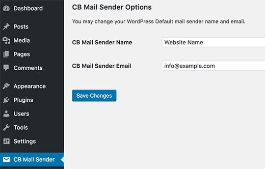 عوض کردن ایمیل فرستنده در وردپرس